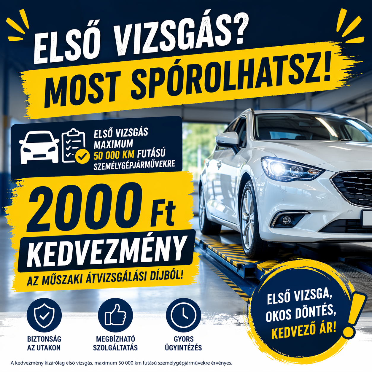 Műszaki vizsga akció, előzetes bejelentkezés alapján